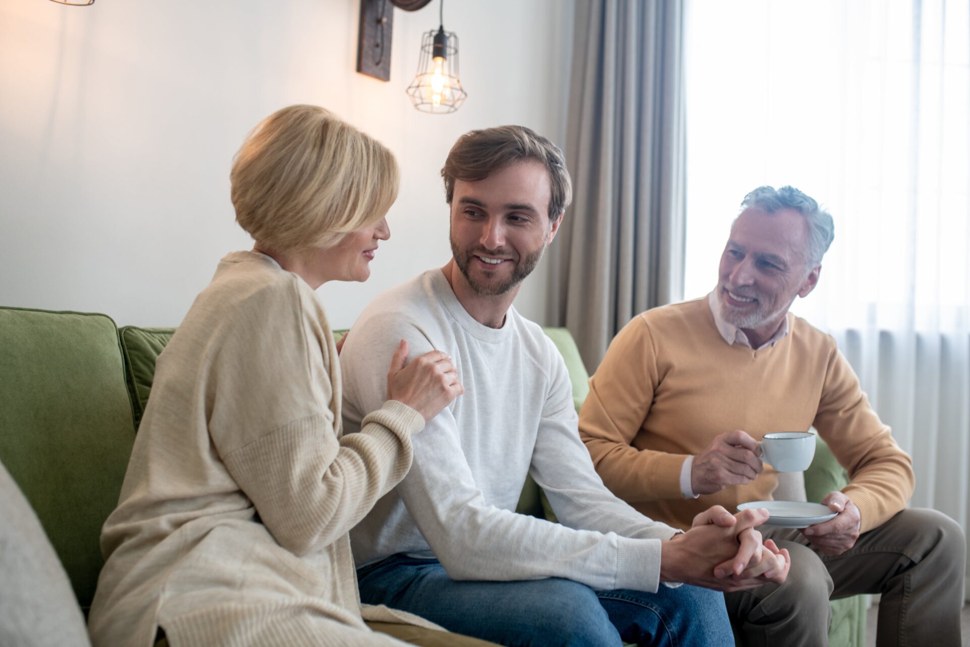 family sitting together and talking